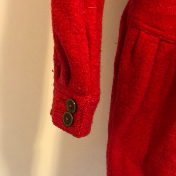 Red Wool Coat With Removable Faux Fur Collar - Picture 4 of 7